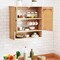 Natural MDF Engineered Wood Bathroom Wall Cabinet with Rattan Doors and Shelf